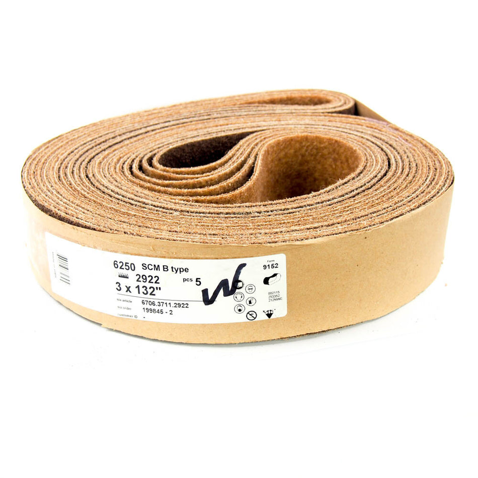 SIA Abrasives 6706-3711-2922 3" W x 132" L Coarse Sanding Belt (5-Pack) -0