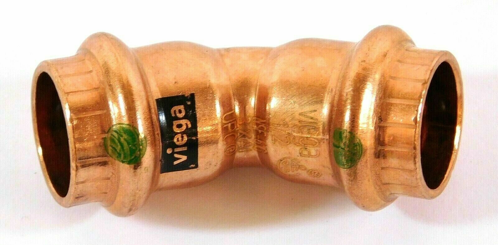 Viega 77607 Copper 45° Degree Elbows Press x Press 1/2" x 1/2" Tube Pack of 2 -1
