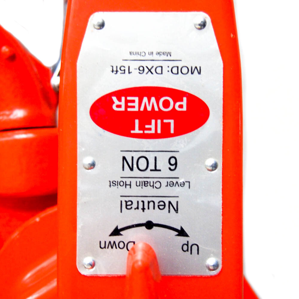 HL6-15 6 Ton Load Capacity 15 Ft. Lift Lever OP Chain Hoist -6