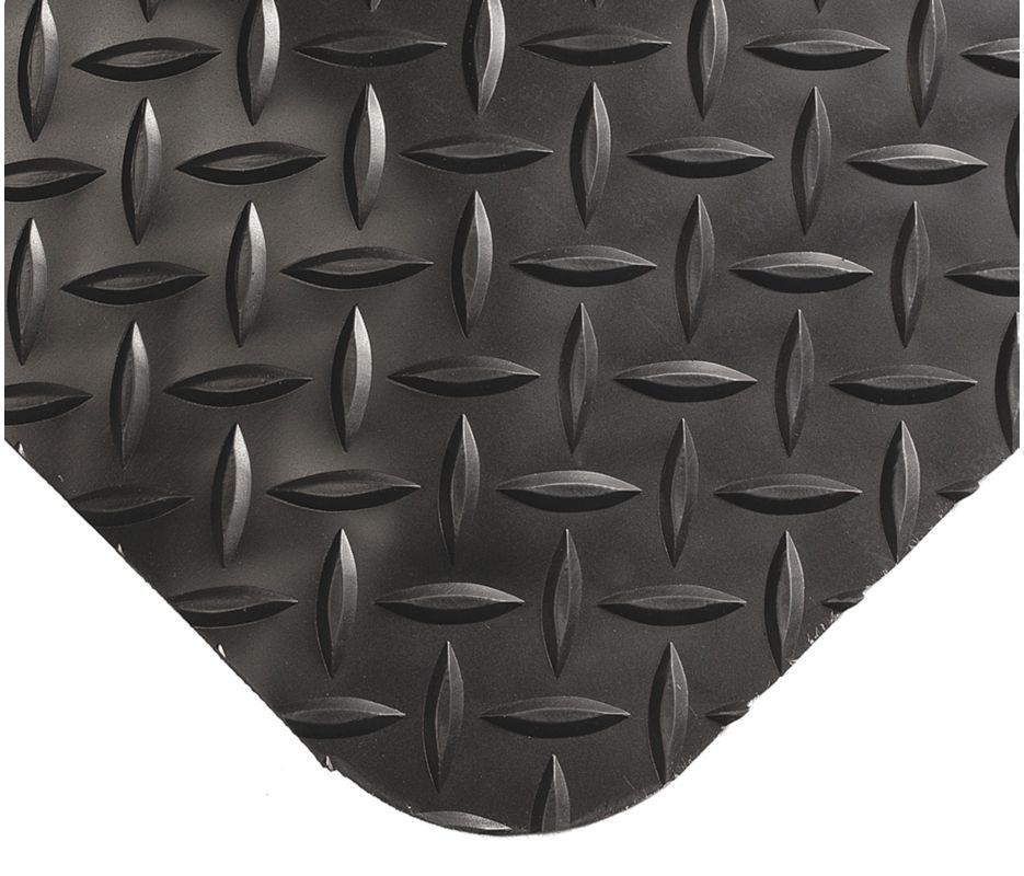 Wearwell 497 Anti-fatigue Runner 35' x 3' Vinyl Black Diamond Plate -0