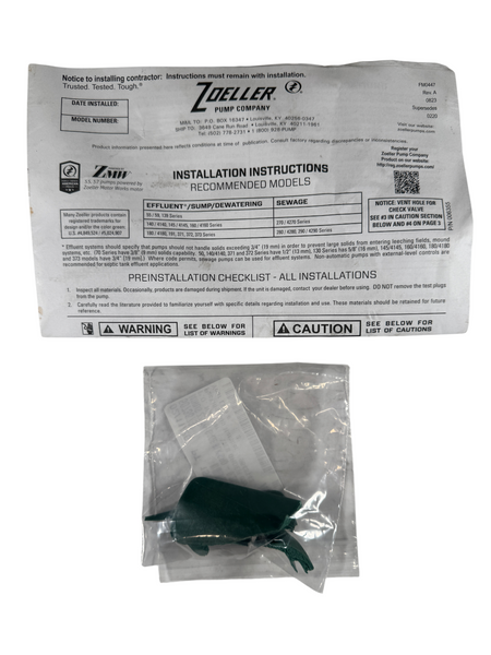 Zoeller 270-0002 2" FNPT 1PH 1HP 115VAC 60Hz 15A Cast Iron Sewage Ejector Pump4