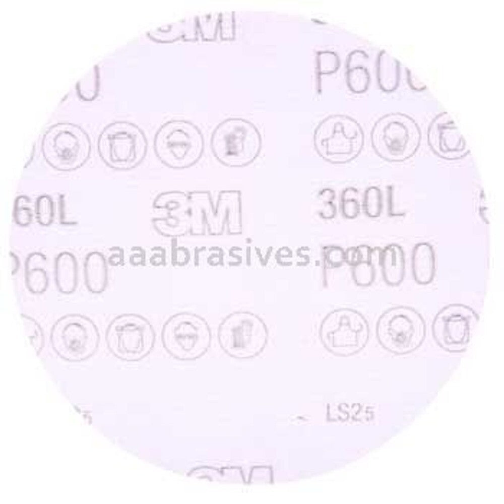 3M 7100142945 5" P600 Grit 12000 RPM 360L Aluminum Oxide Film Disc0
