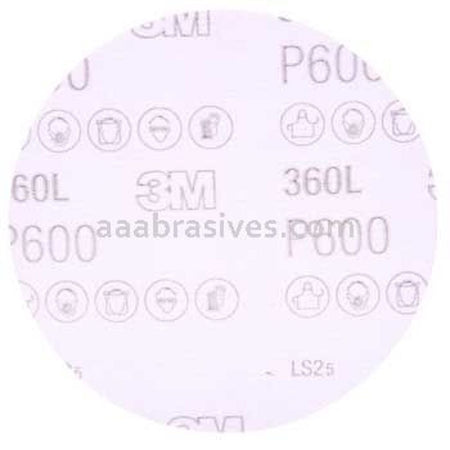 3M 7100142945 5" P600 Grit 12000 RPM 360L Aluminum Oxide Film Disc0