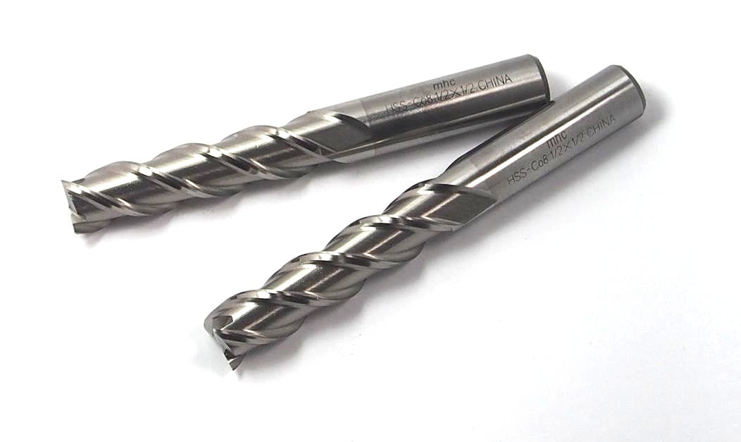1/2"  Cobalt Single Square End Mills 4FL 1/2" x 2" x 4" (2 Pcs)0