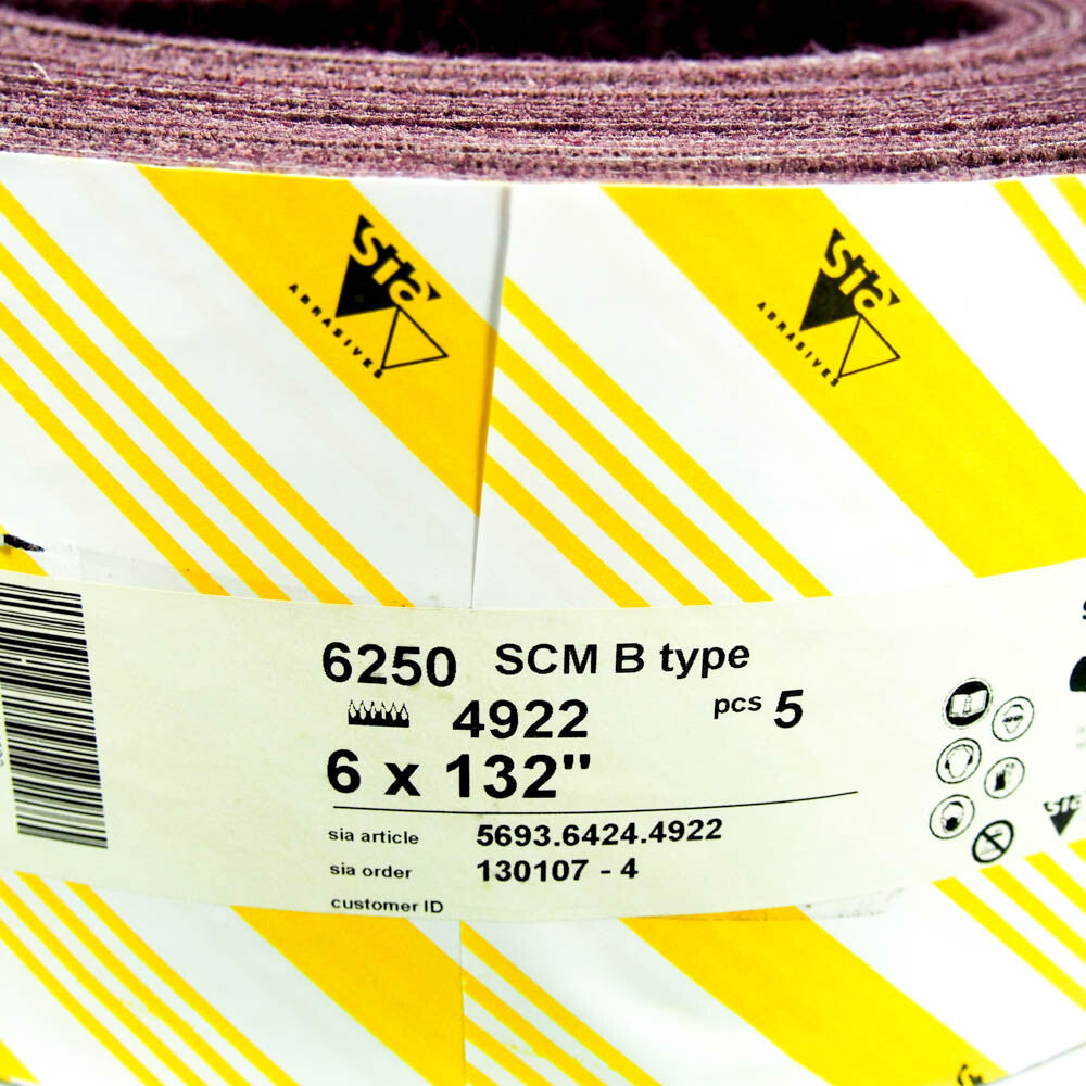 SIA Abrasives 5693-6424-4922 6" W x 132" L Coarse Sanding Belt (5-Pack) -1