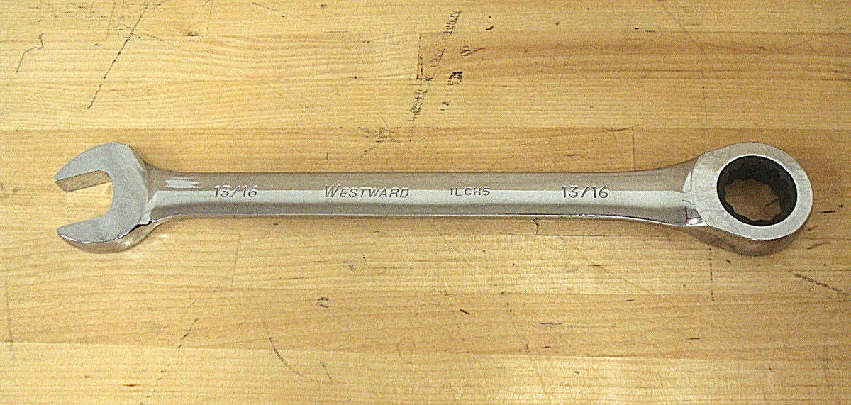 13/16" Ratcheting Combination Wrench 12 Pts Chrome Steel 11-1/2" OAL 1LCH5 -1
