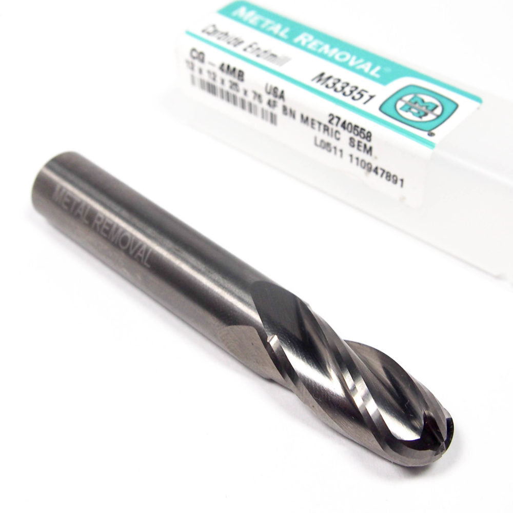 METAL REMOVAL Carbide Ball End Mill 12mm 4FL M333512