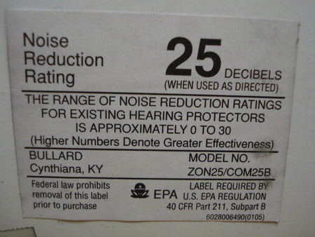 Bullard SafeCom COM25B Ear Muffs NRR 25 Decibels -4