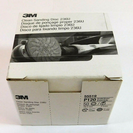 3M 55519 3" P120 Aluminum Oxide Hook & Loop Grit Discs (50 Pieces)3