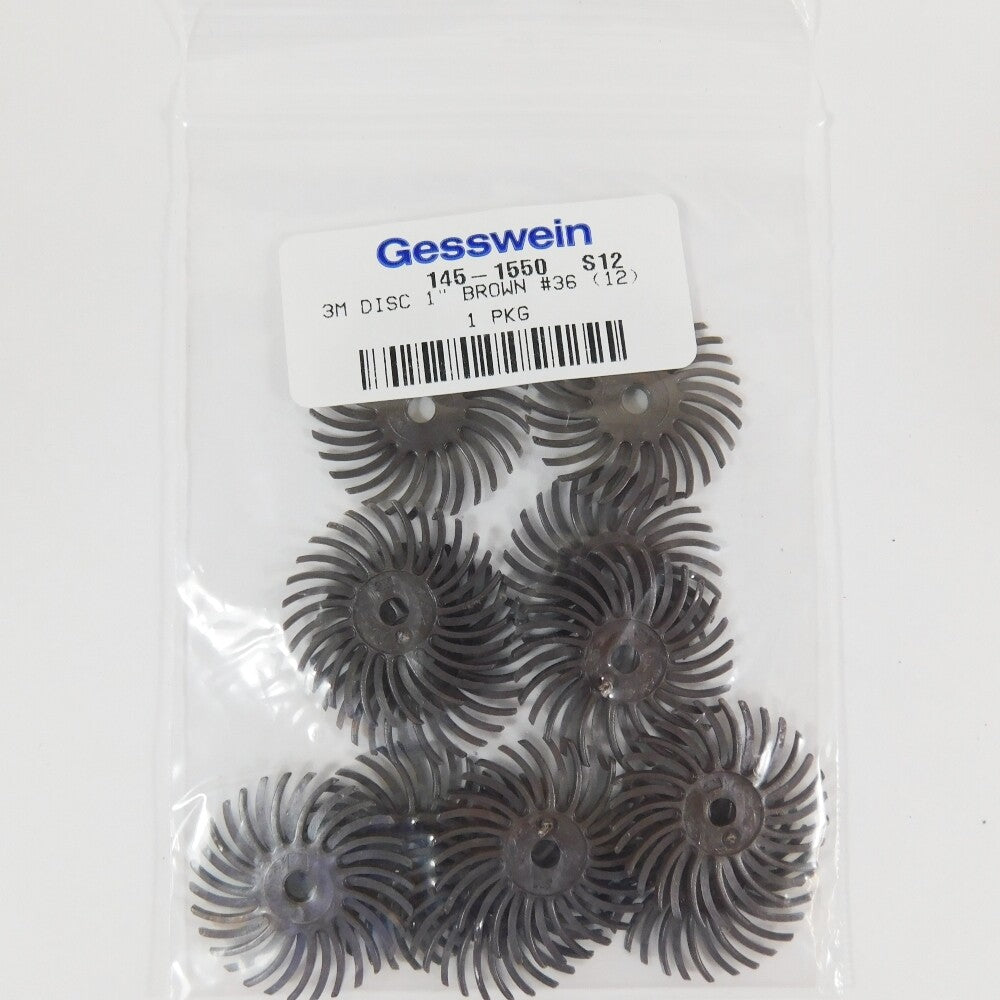 3M 145-1550 1" x 1/8" 36-Grit Radial Bristle Discs (Pack of 12) -1