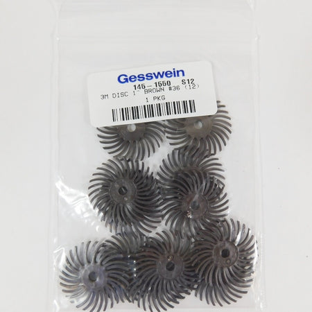 3M 145-1550 1" x 1/8" 36-Grit Radial Bristle Discs (Pack of 12) -1
