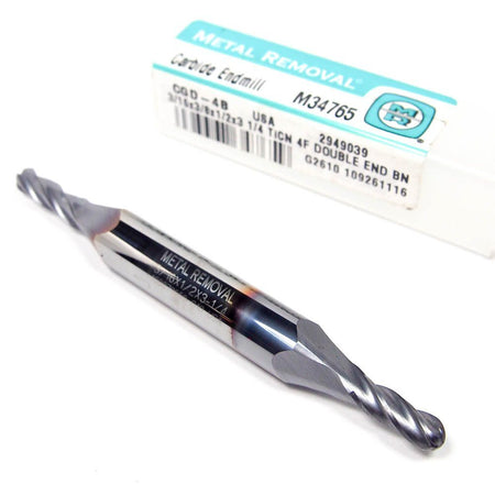 METAL REMOVAL Carbide Double Ball End Mill 3/16" 4FL TiCN M347652