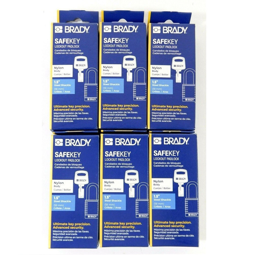 Brady NYL-YLW-38ST-KA6PK 1/4" Safety Padlock (Pack of 6)1