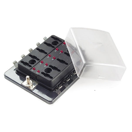 Grote 82-BLR-I-310 25A 25A 10 Position Standard Blade LED Fuse Panel -0