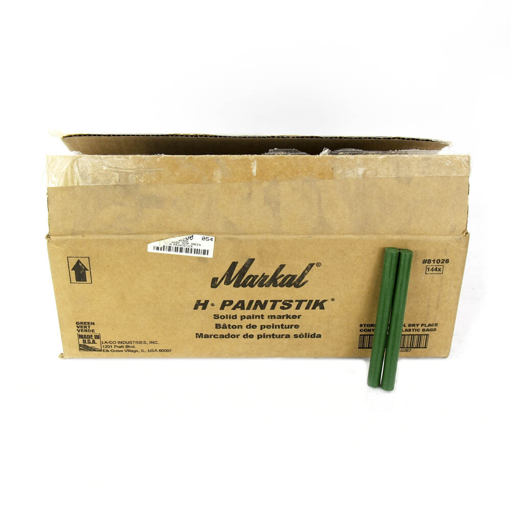 Markal 81026 4-5/8" x 9.5 mm Green Crayon Flat Tip Paint Marker (Box of 144) -0