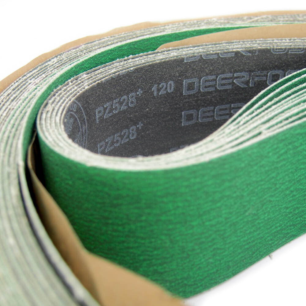 Deerfos PZ528 3" Wide x 132" Long Coated 120 Grit Sanding Belt (10-Pack) -2