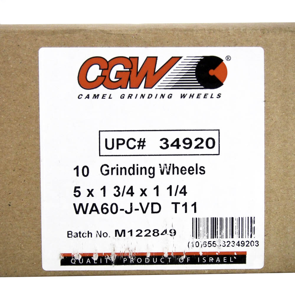 CGW Abrasives 34920 5" x 1-3/4" 60 Grit Grinding Wheel (10 Pcs) -1