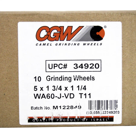 CGW Abrasives 34920 5" x 1-3/4" 60 Grit Grinding Wheel (10 Pcs) -1