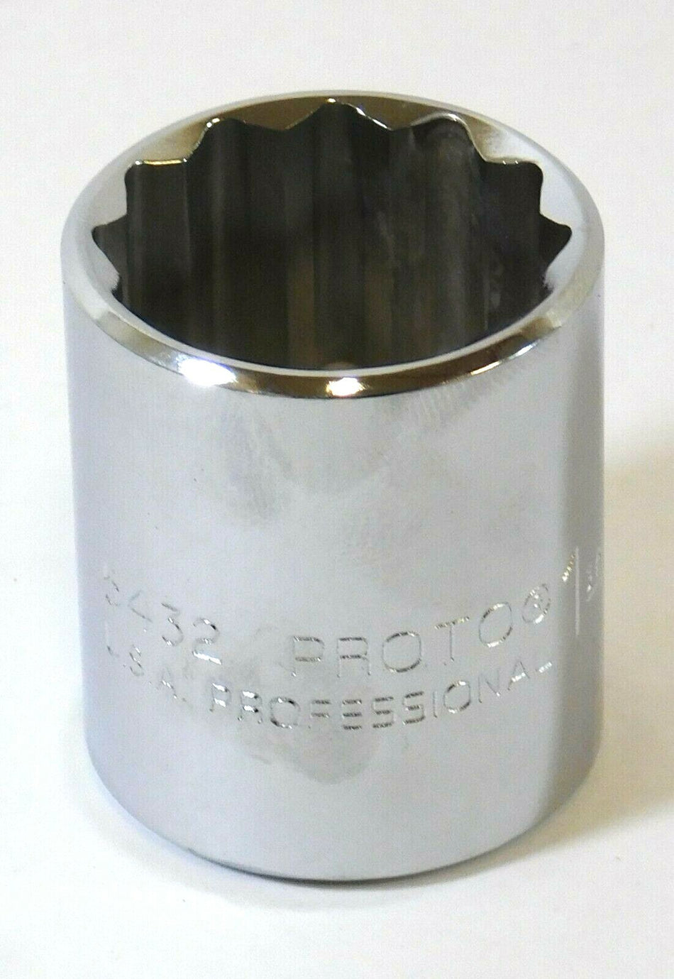 Proto J5432 Standard Hand Socket 1" Size x 1/2" Drive Size x 1-9/16" OAL 12 Pt -0