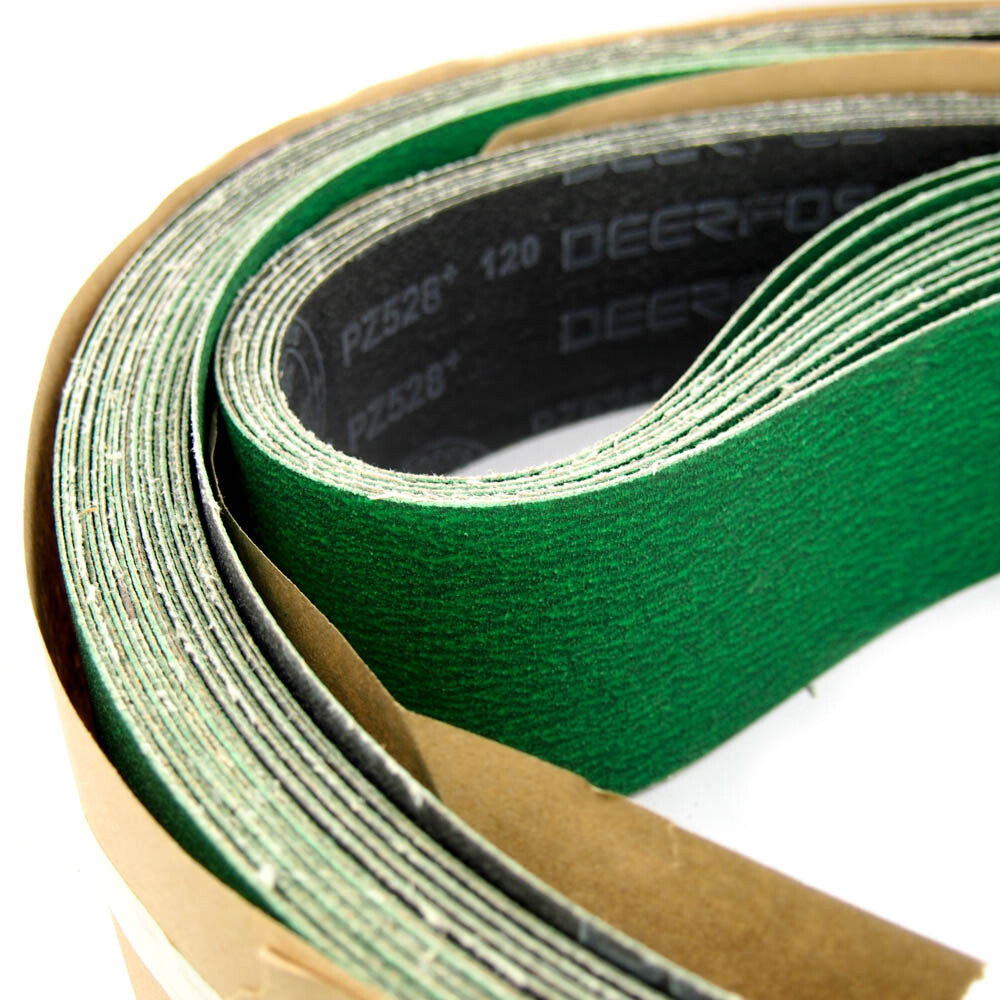 Deerfos PZ528 3" Wide x 132" Long Coated 120 Grit Sanding Belt (10-Pack) -1
