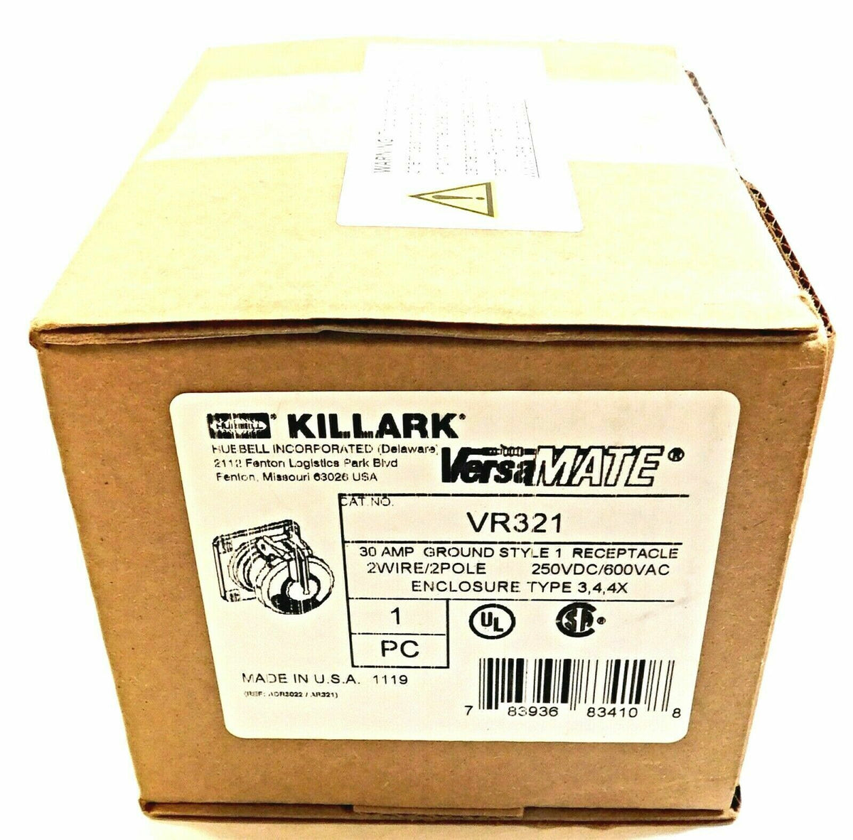Killark VR321 Pin & Sleeve Receptacle 30A 600V Versamate Series10