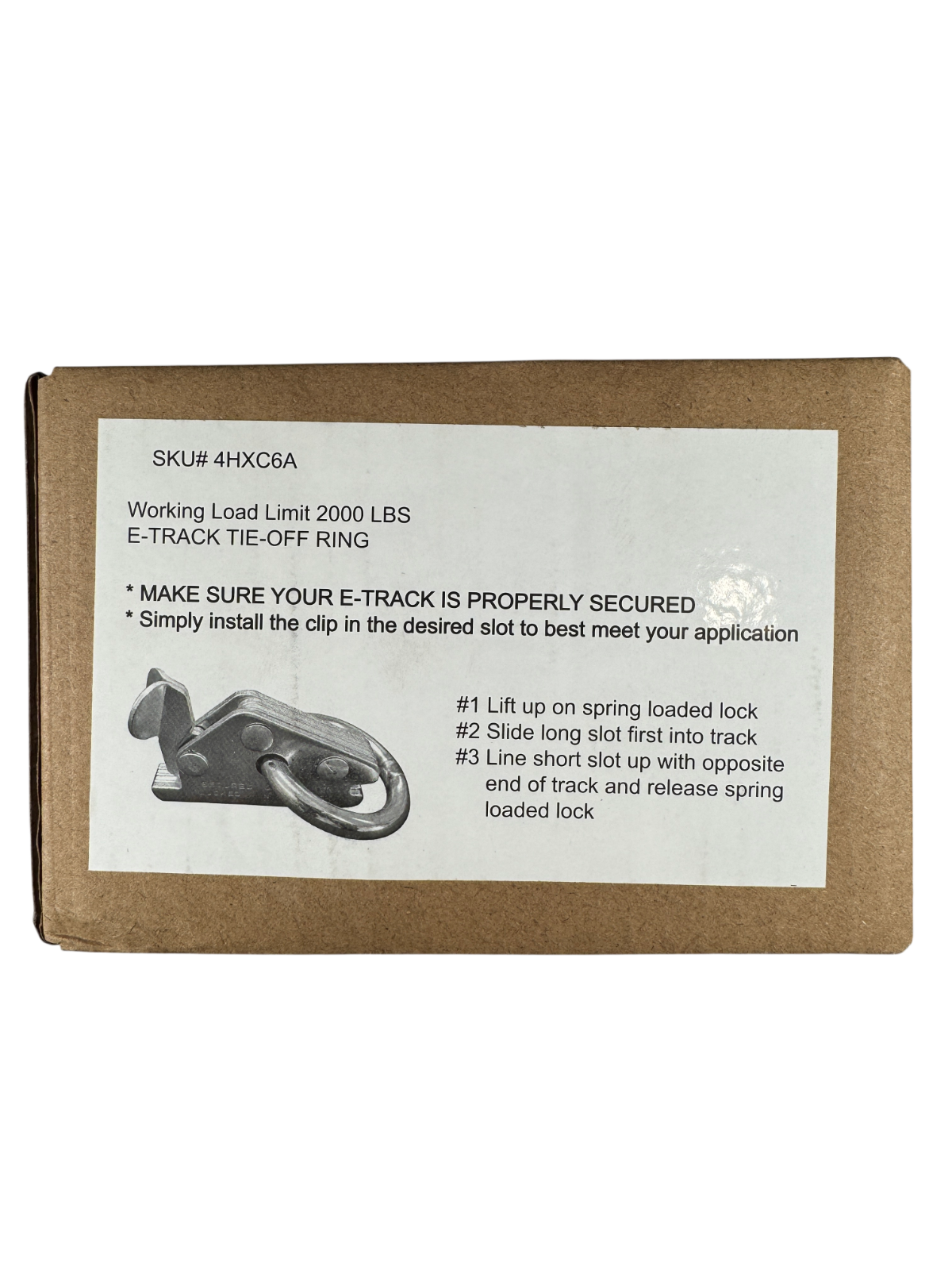 E-Track 4HXC6 2000 lb WLL 1/2" x 3" Steel Zinc Plated Pivot E-Fitting with Ring2