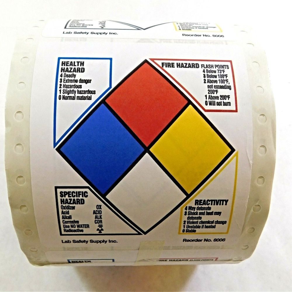 Brady 8006LS 3.875" x 0.0038" NFPA Hazard Rating Labels (Roll of 500 Labels)0