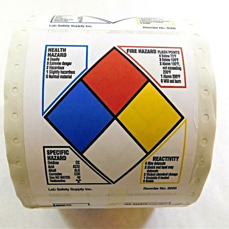 Brady 8006LS 3.875" x 0.0038" NFPA Hazard Rating Labels (Roll of 500 Labels)0