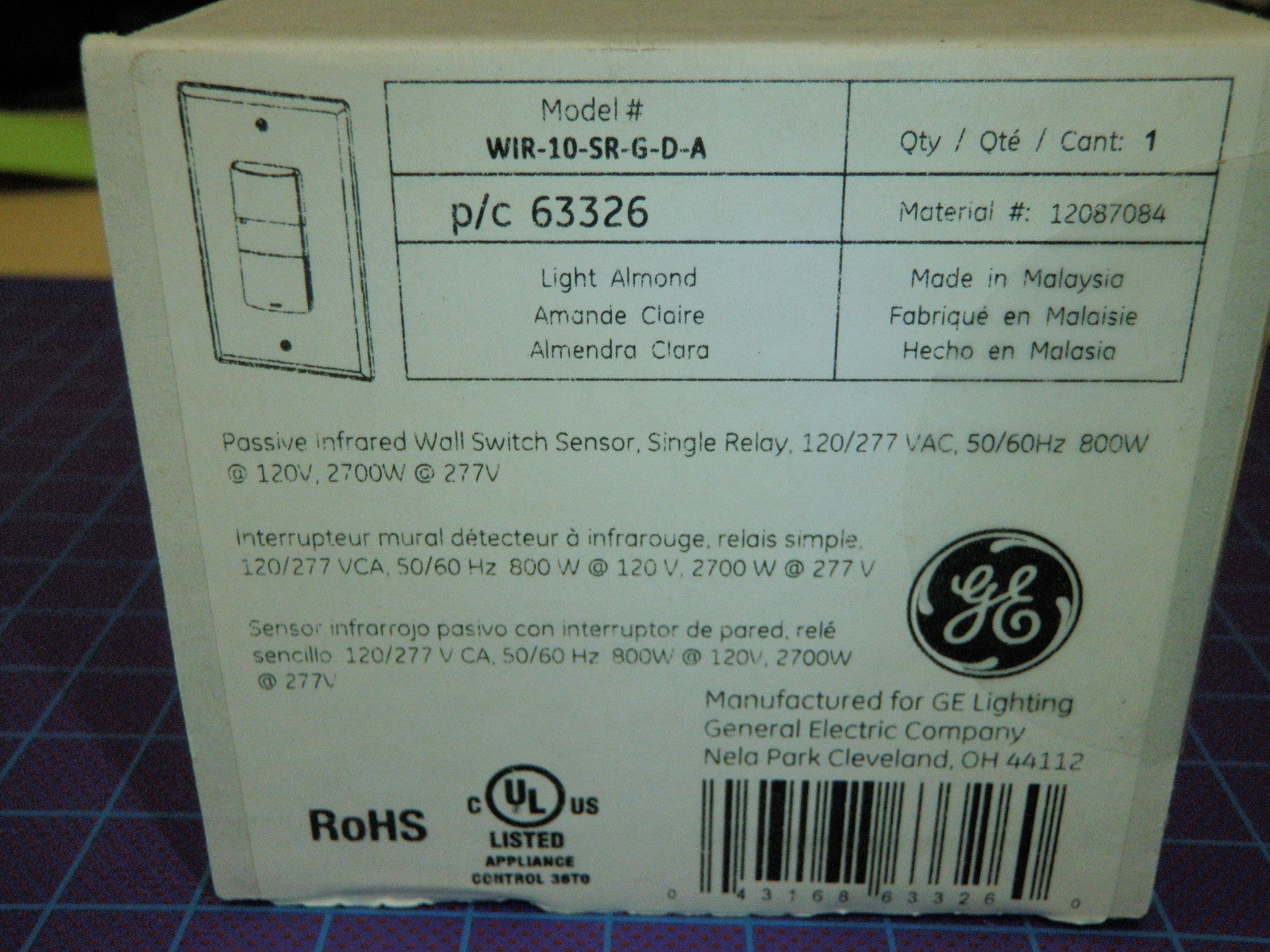 180° GE Wall Switch WIR-10-SR-G-D-A Dual Relay Sensor Photocell -2