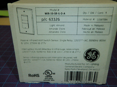 180° GE Wall Switch WIR-10-SR-G-D-A Dual Relay Sensor Photocell -2