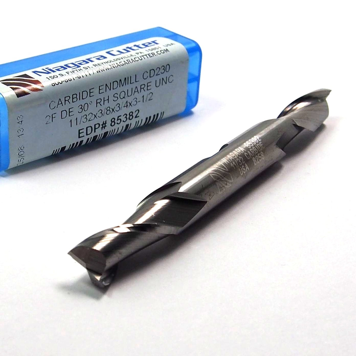 11/32"  Niagara Cutter 85382 Carbide Square Double End Mill 2FL 3-1/2" OAL1