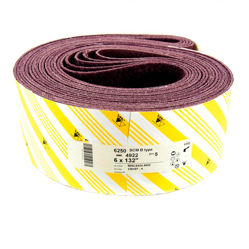 SIA Abrasives 5693-6424-4922 6" W x 132" L Coarse Sanding Belt (5-Pack) -0