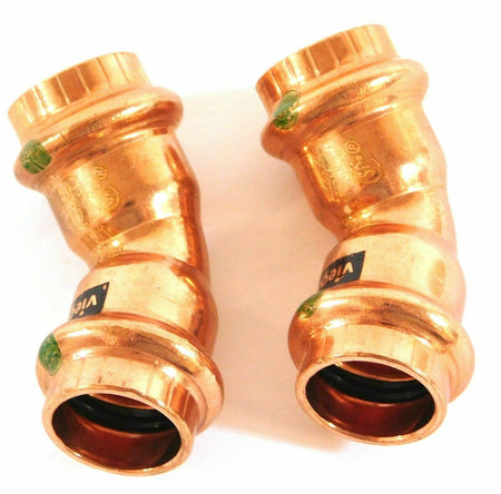 Viega 77607 Copper 45° Degree Elbows Press x Press 1/2" x 1/2" Tube Pack of 2 -0