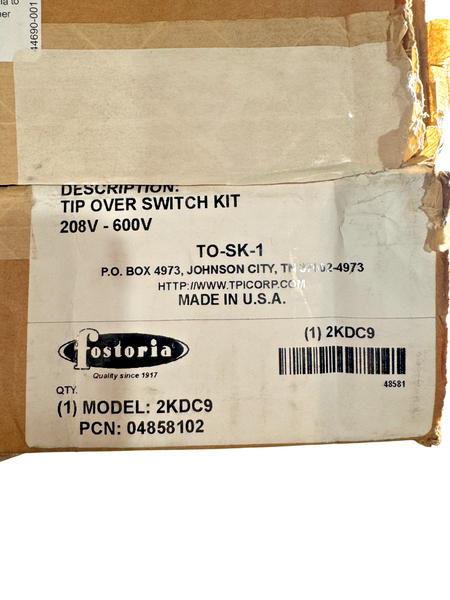 Fostoria TO-SK-1 208-600VAC 50A 1 or 3PH Aluminum Unit-Mounted Tip Over Switch3
