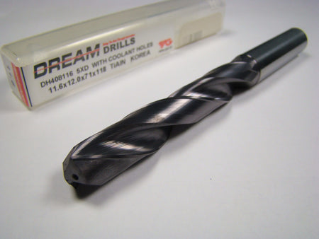 YG1 Carbide Coolant Dream Drill 11.6mm 5xD 12mm x 71mm x 118mm0