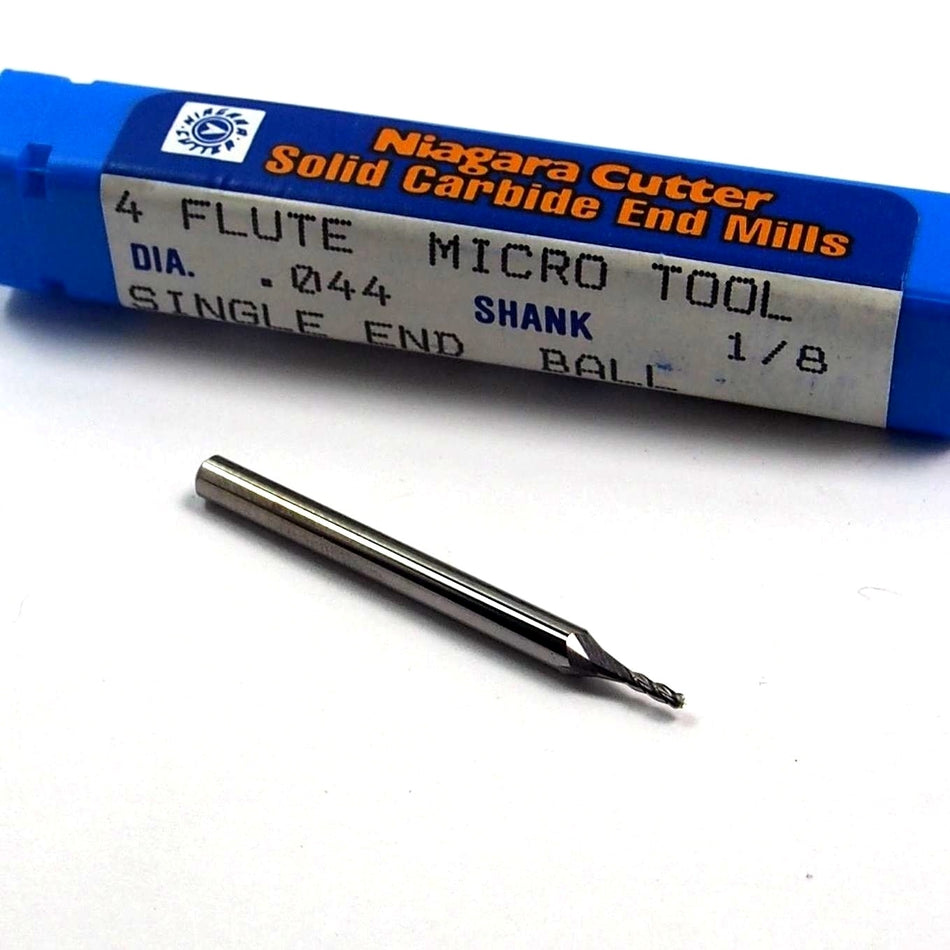 NIAGARA Carbide Ball End Mill 0.044" 4FL 1/8" x 0.132" x 1-1/2" 598880