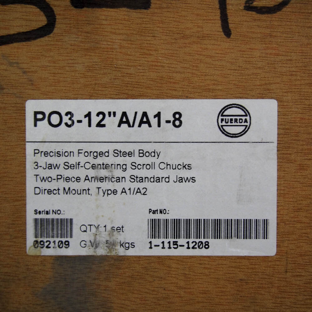 Gator Chucks 1-115-1208 12" 3-Jaw Reversible Self-Centering Scroll Chuck -1