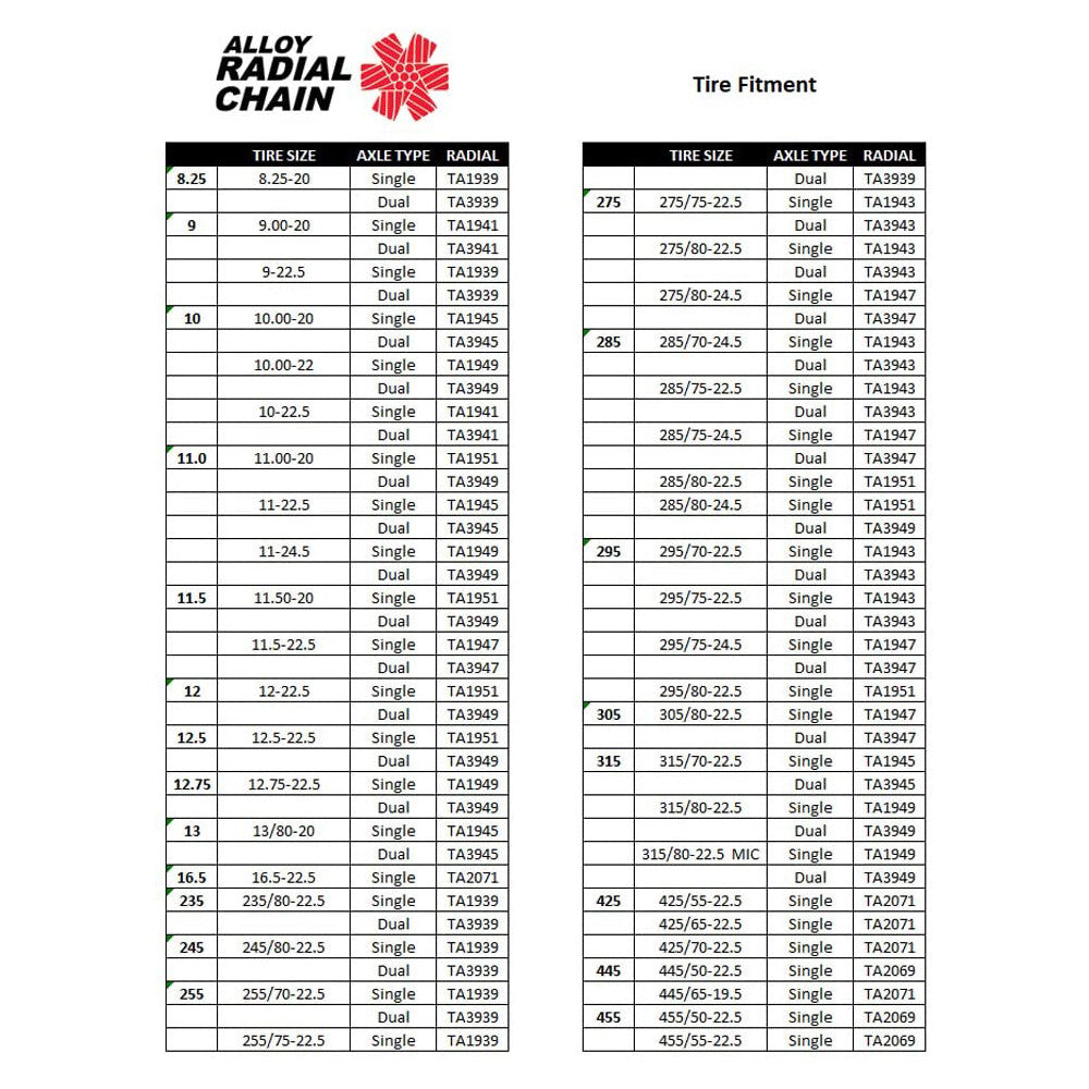 Security Chain Company TA3941 Alloy Radial Tire Traction Chain (Pair) -1