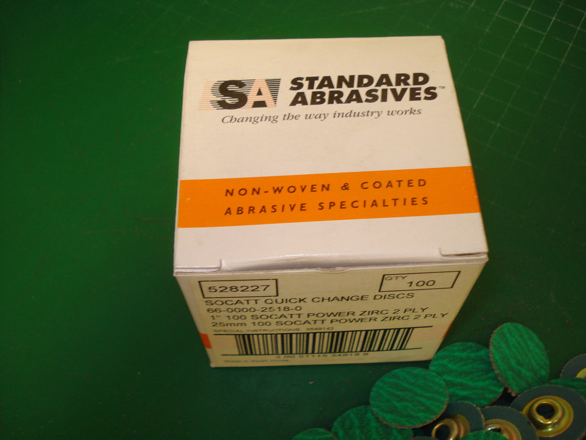 100 Standard Abrasives 528227 SOCATT Quick Change Discs 1" 2 Ply 100 Grit -1