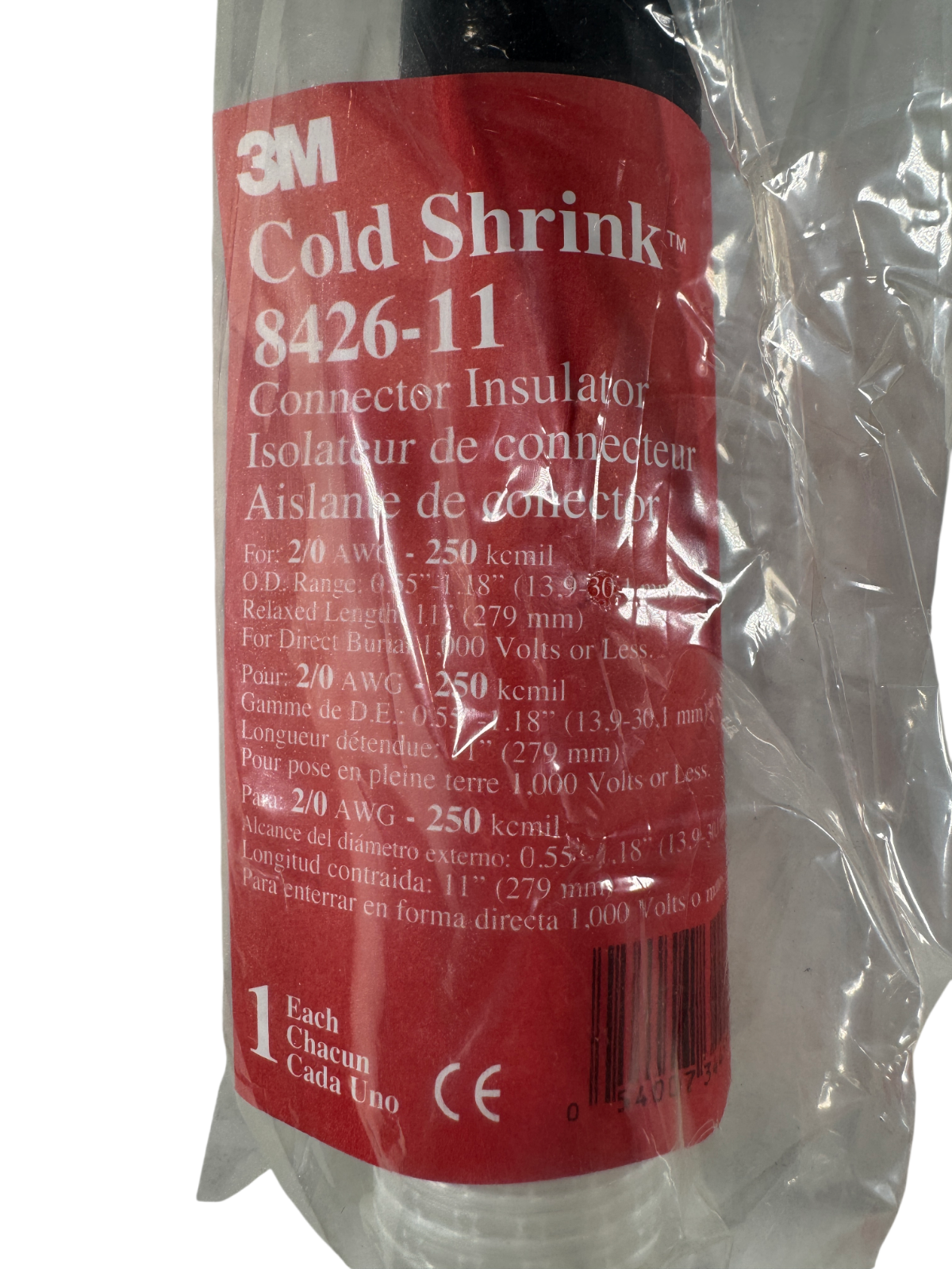3M 7000006133 1.18" ID Before x 0.55" ID After Heat-Shrink & Cold-Shrink Sleeve2