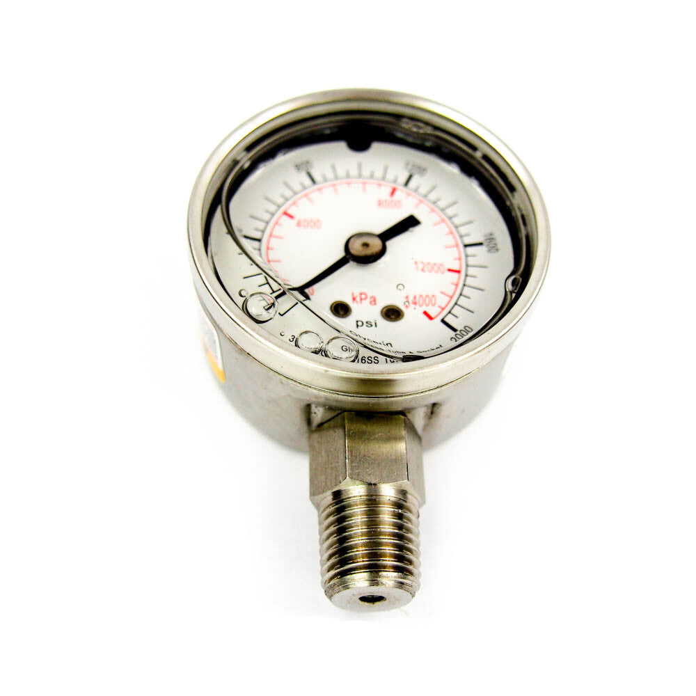 2" Pressure Gauge 0-2000 PSI Glycerin Filled SS316 Tube & Socket  4CFG6 -1