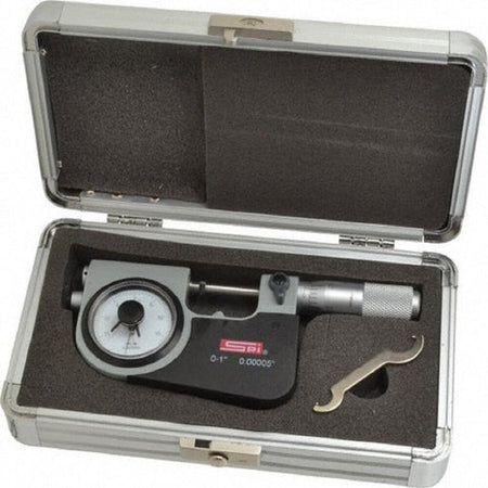 SPI 14-801-5 1" 0.0001" Graduation Mechanical Indicating Micrometer -1
