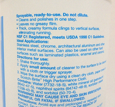 3M 19927 Liquid Stainless Steel Cleaner & Polish - Sprayable 1 Qt (Case of 6) -3