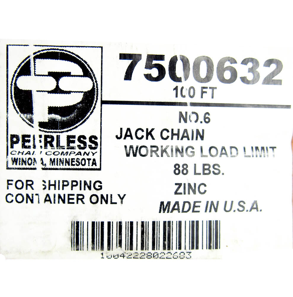 100-Ft #6 Jack Chain with 88 lbs Working Load Limit Weldless - Peerless 75006322