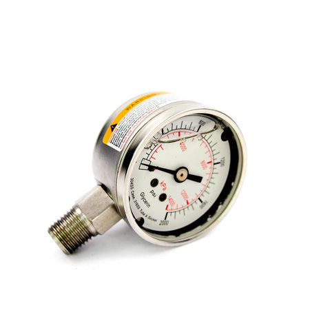 2" Pressure Gauge 0-2000 PSI Glycerin Filled SS316 Tube & Socket  4CFG6 -0
