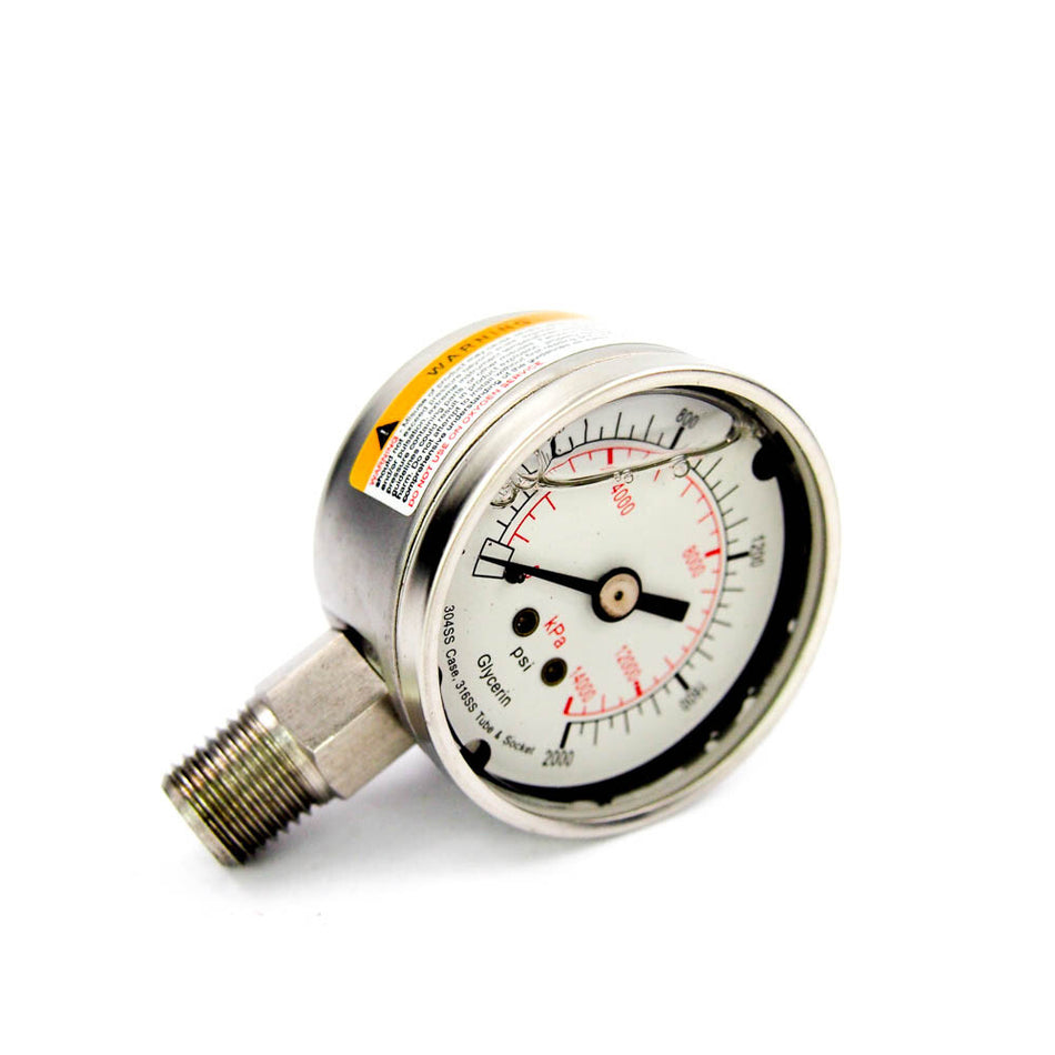 2" Pressure Gauge 0-2000 PSI Glycerin Filled SS316 Tube & Socket  4CFG6 -0