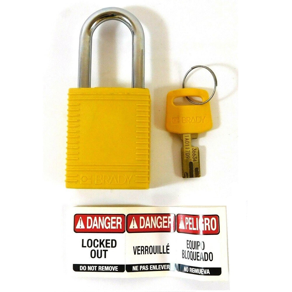 Brady NYL-YLW-38ST-KA6PK 1/4" Safety Padlock (Pack of 6)0