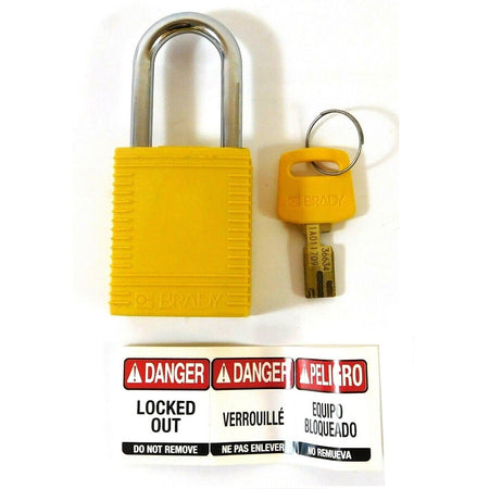 Brady NYL-YLW-38ST-KA6PK 1/4" Safety Padlock (Pack of 6)0