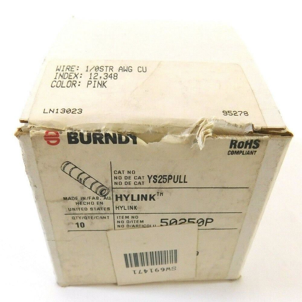 Burndy YS25PULL Pink Butt Splices (Pack of 10) -2