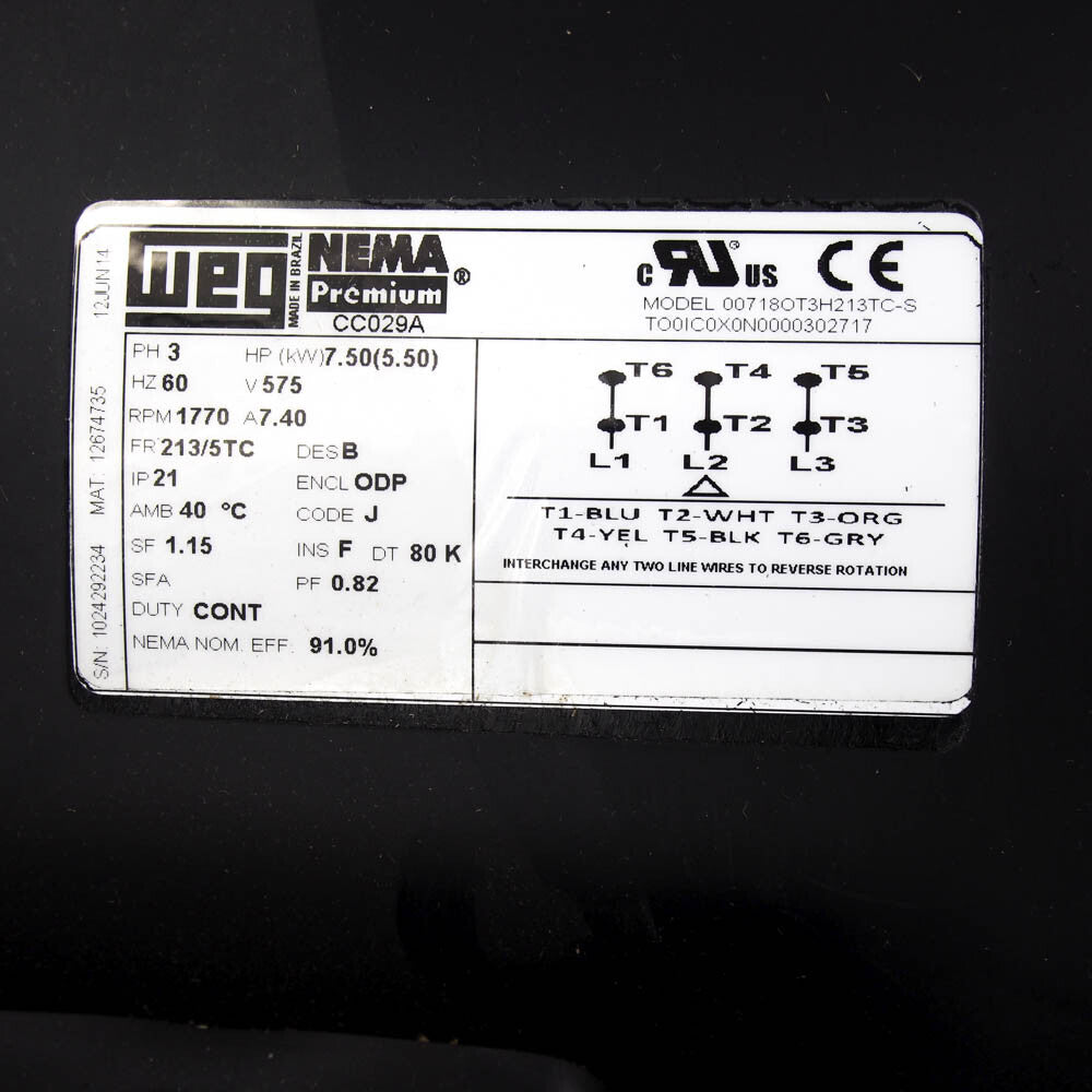 WEG 00718OT3H213TC-S 7-1/2 HP 3-Phase General Purpose Motor -2